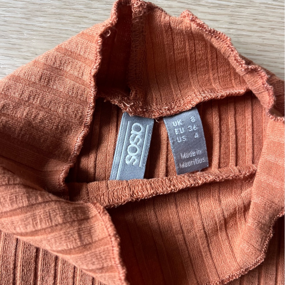 ASOS Ribbed Tank Top in Rust - Picture 2 of 3